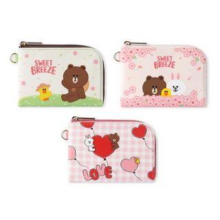 Line Friends Illustration Zipped Card Wallet