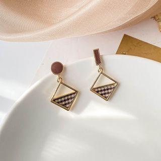 Plaid Square Alloy Dangle Earring