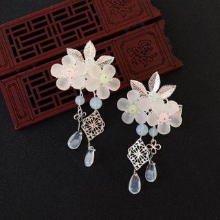 Retro Floral Bead Dangling Hair Clip