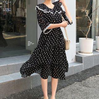 Patterned Tiered Chiffon Dress