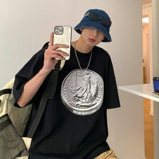 Short-sleeve Coin Print T-shirt
