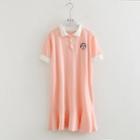 Short-sleeve Collar Dog Print T-shirt Dress