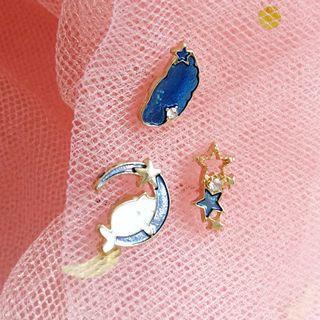 Set Of 3: Cat Stud Earring