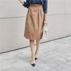 Band-waist Pintuck H-line Skirt