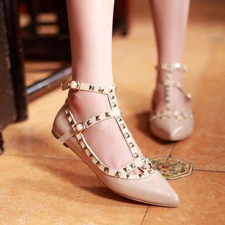 Pointy Toe Studded Strappy Flats