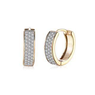 Fashion Elegant Plated Champagne Gold Geometric Round Cubic Zirconia Earrings Champagne - One Size