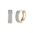 Fashion Elegant Plated Champagne Gold Geometric Round Cubic Zirconia Earrings Champagne - One Size