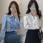 Cold-shoulder Shirred Shirt