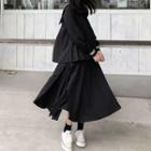 Plain Panel Midi A-line Skirt Black - One Size
