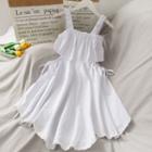 Drawstring Cutout-waist Sleeveless Mini Dress