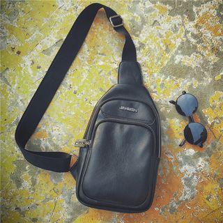 Plain Faux-leather Sling Bag