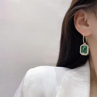 Rectangle Rhinestone Alloy Dangle Earring 1 Pair - E4874 - Gold - One Size