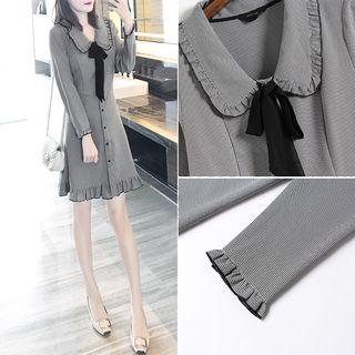 Houndstooth Collared A-line Dress