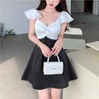 Spaghetti Strap Two Tone Mini A-line Dress