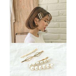 Faux-pearl Hair Pin Set One Size
