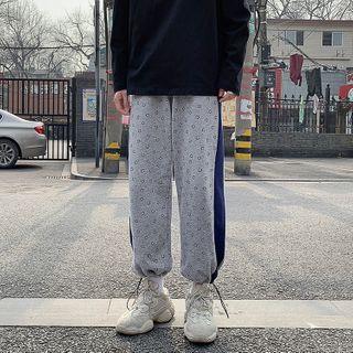 High-waist Print Two-tone Sweatpants