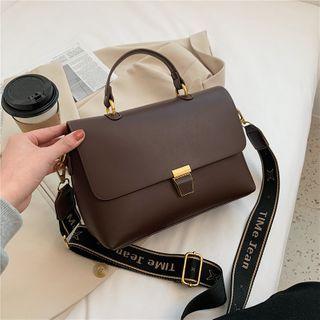 Lettering Print Flap Crossbody Bag