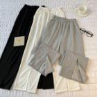 Plain High-waist Wide Leg Cropped Pants