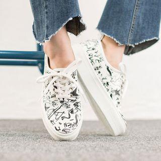 Lace-up Pattern Sneakers