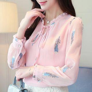 Tie-neck Print Blouse