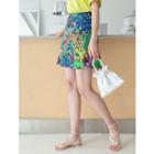 Plus Size Multicolor-floral Flare Skirt