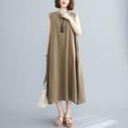 Sleeveless Midi A-line Dress Coffee - One Size