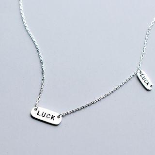 925 Sterling Silver Luck Lettering Pendant Necklace S925 Silver - Set - One Size