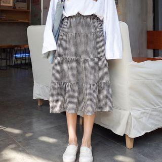 Tie-waist Gingham A-line Dress