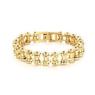 Fashion Personality Plated Gold Bicycle Chain 316l Stainless Steel Long Bracelet Golden - One Size