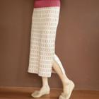 Slit-side Patterned Knit Skirt