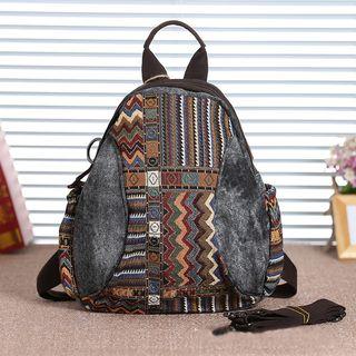 Patterned Denim Backpack Denim Color - One Size