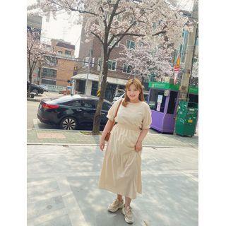 Tie-back Puff-sleeve Checked Blouse