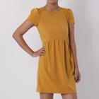 Short-sleeve Gathered-waist Dress