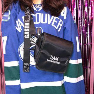 Lettering Nylon Crossbody Bag Xy725 - Black - One Size