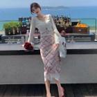High-waist Floral Lace Panel Skirt