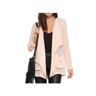 Long-sleeve Open Front Chiffon Blouse