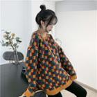 Color-block Crewneck Loose-fit Long-sleeve Sweater