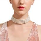 Faux Pearl Layered Choker C1761 - White - One Size