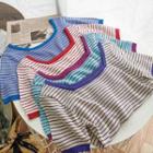Striped Square-neck Knit Top