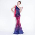 Sequined One Shoulder Mermaid Evening Gown