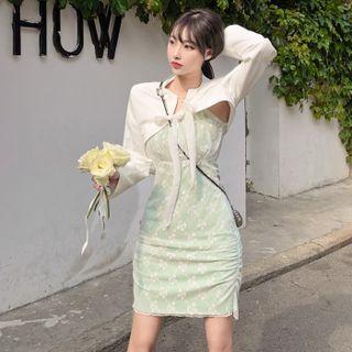 Light Jacket / Spaghetti Strap Lace Dress