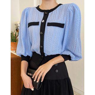 Bishop-sleeve Ringer Cardigan