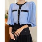 Bishop-sleeve Ringer Cardigan
