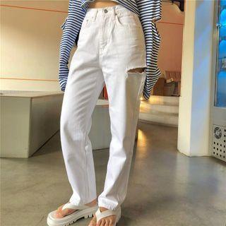 High Waist Distressed Loose Fit Jeans