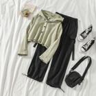 Buttoned Hoodie / Harem Cargo Pants