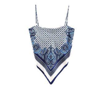 Spaghetti Strap Tie-back Print Top