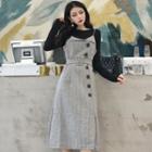 Long-sleeve Top / Strappy Midi A-line Dress