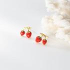 Strawberry Ear Stud 1 Pair - Red - One Size