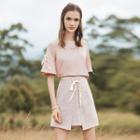 Ribbon Detail Striped A-line Skirt