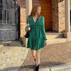 Frilled Shirred Dotted Minidress